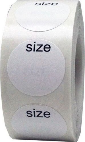 White Round Blank Clothing Size Stickers - Adhesive Labels for Apparel Retail...