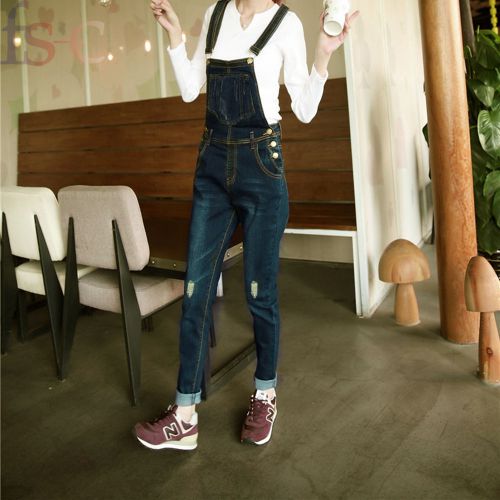 Womens Ladies Full Length Pinafore Baggy Denim Jeans Dungaree Overall Jumpsuit
