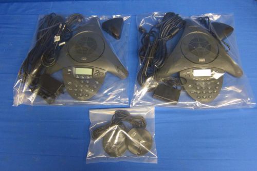Lot (2) Cisco Polycom CP-7936 IP Conference Station with Power Triangle &amp; Cables