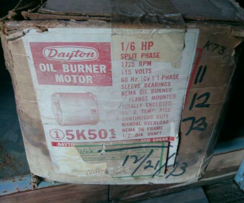 DAYTON OIL BURNER MOTOR  5K501B  PN: K73  7,  1/6HP
