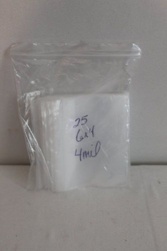 New 25 ziplock 6 x 4 reclosable clear plastic bags 4 mil 6&#034; x 4&#034; heavy duty for sale