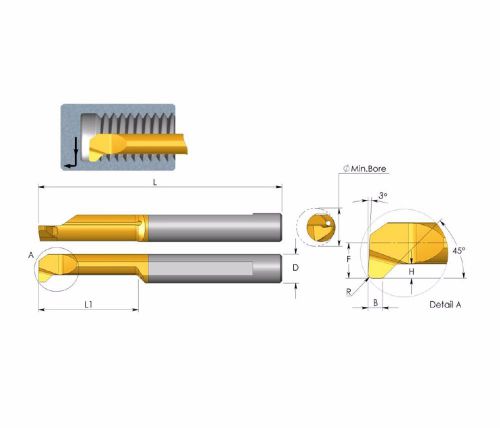 Carmex MDR Thread Relief Chamfering, Grooving Solid Carbide Bar (PICCO)