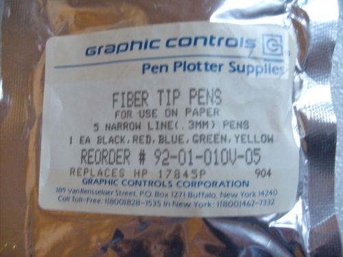 HP 17845P 5 Fiber Tip Plotter Pens Paper .3mm Black Blue Greed Red Yellow