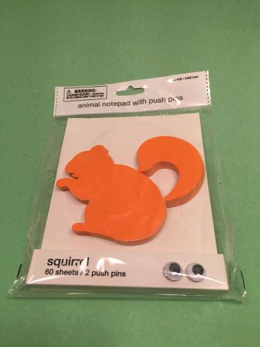 Foray ORANGE SQUIRREL Animal Notepad w Eye Push Pins 1 Pack NEW! Free Shipping!