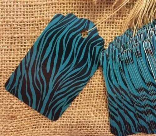 ~LARGE Boutique elegance teal zebra strung price pricing tags 100 pcs~