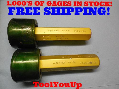 M70 x 2 4g 6g metric set go no go thread plug gage p.d.&#039;s are 68.663 &amp; 68.552 mm for sale