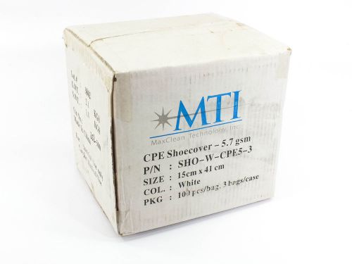 MIT Case of 300 WHITE LARGE Shoe Covers 5.7gsm 15x41cm CPE  SHO-W-CPE5-3