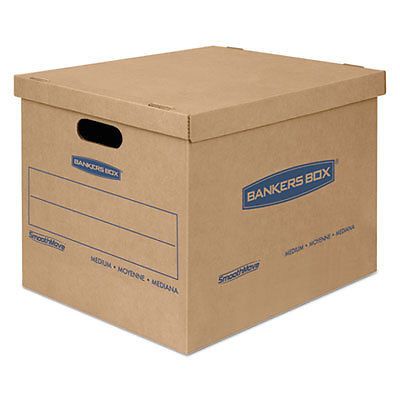 SmoothMove Classic Medium Moving Boxes, 18l x 15w x 14h, Kraft/Blue, 8/Carton