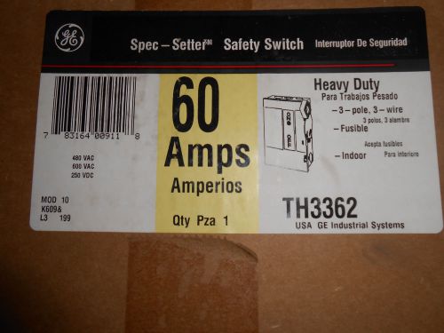 GE TH3362 SAFETY SWITCH 60 AMP 600 VOLT DISCONNECT