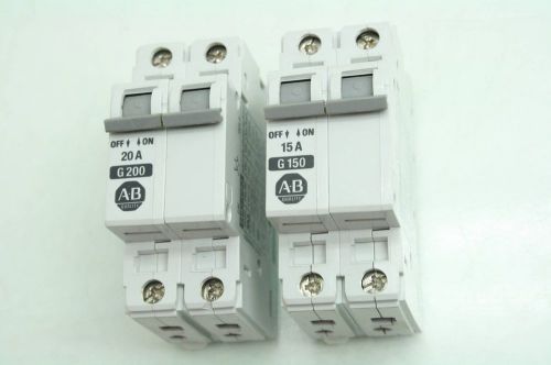 2 allen-bradley 1492-cb2g150  1492-cb2g200 circuit breaker 15a / 20a rated for sale