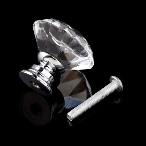 10pcs 30mm diamond shape crystal glass knob cupboard drawer pull handle new s3 for sale