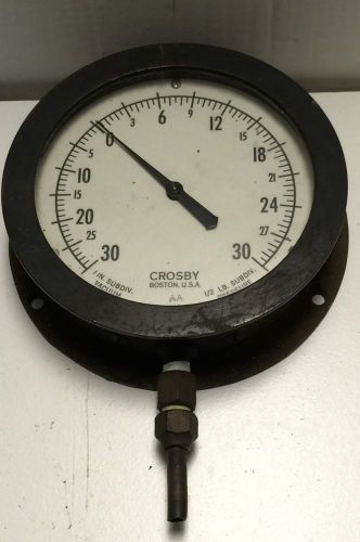 Antique crosby, boston usa compound vacuum pressure 30 psi gauge for sale