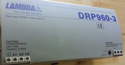LAMBDA DRP-960-3 POWER SUPPLY IN: 3 Phase 400-500VAC OUT: 24VDC / 40 A GERMANY