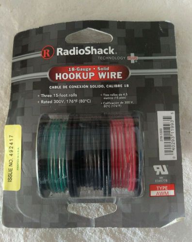 RadioShack 3-15ft 18 Gauge Solid Hook-Up Wire green/black/red