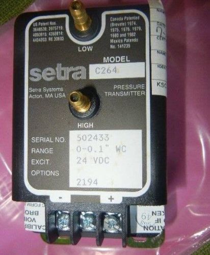 SETRA C264 PRESSURE TRANSMITTER 264120-13 , 24VDC, 0-0.1 WC, 4-20 MA