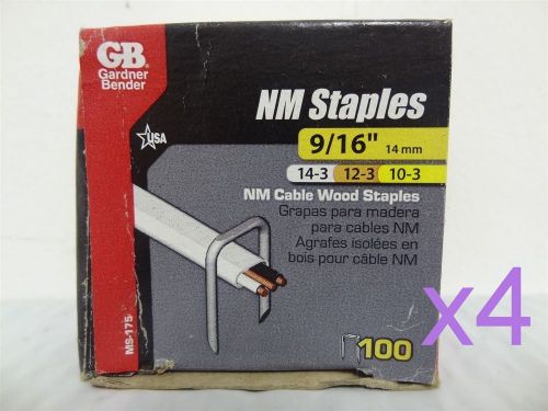 Gardner bender ms-175 9/16 inch metal cable staples, ms-175, 100-pack lot of 4 for sale