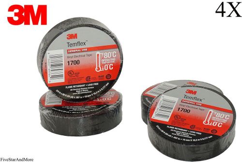 4x 3m temflex black electrical tape 1700 3/4&#034; x 60 ft fast free shipping for sale