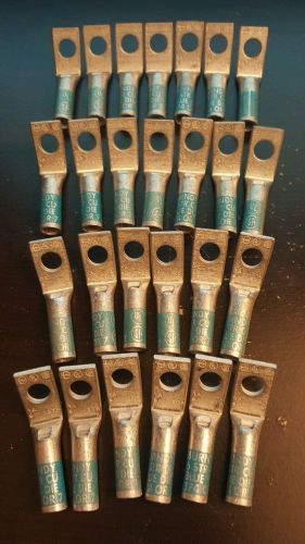 Burndy compression lugs, 6 awg, 1/4 in. stud one-hole, long 45 blue (lot of 26) for sale