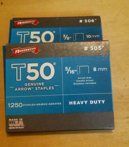2 boxes arrow staples t50 fastener 1 is 3/8 and 1 is 5/16 for sale