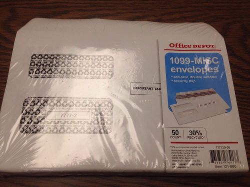 Office Depot Self-Seal Envelopes For 1099-MISC Forms 5.6 x 9 Inch 50Pk