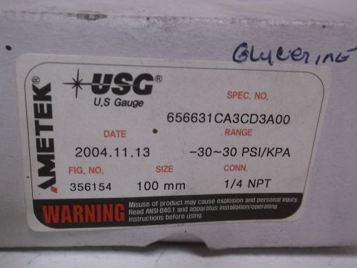 AMETEK 656631CA3CD3A00 GLYCERINE FILLED GAUGE 0-30 PSI *NEW IN A BOX*