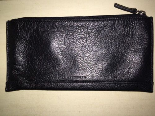 Levenger Leather Zipper Tech Travel Pencil Small Pouch Very Soft 4&#034;x8&#034; EUC