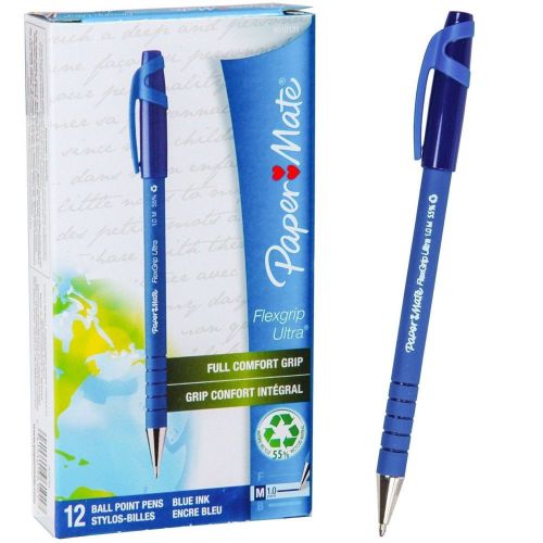 Papermate flexgrip ultra medium pt 1.0mm rt pens, blue ink, 9510131, box of 12 for sale
