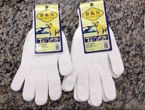 B &amp; G Bleach White String Knit Gloves #4507BG Men&#039;s Size Lot of 2 NEW