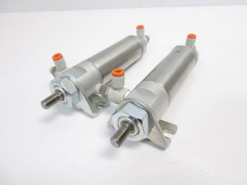 Lot of 2 smc ncmb106-0150 pneumatic cylinders, 1.5&#034; stroke, 1/8&#034; npt, 250psi max for sale