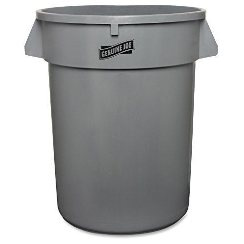 Genuine joe gjo60463 plastic heavy duty trash container 32 gallon capacity gray for sale