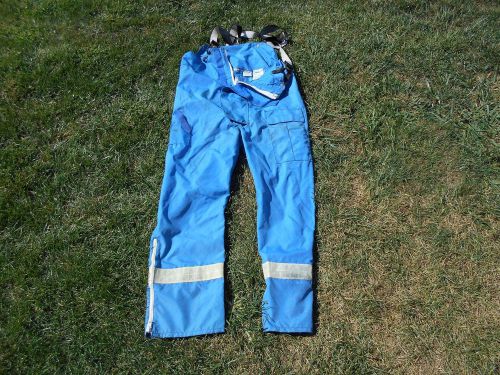 FIRE &amp; RESCUE SQUAD / PANTS  SIZE MED Reflective Strips / STA 188 / w Suspender