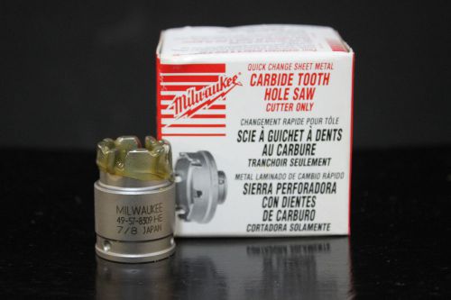 Milwaukee carbide tooth hole saw 7/8&#034; 49-57-8309 for sale