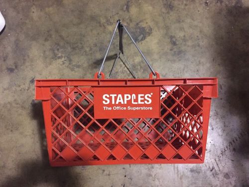 Set of 6 Used Shopping Plastic baskets, Cherry Red, w/ Rubber Grip handles USED