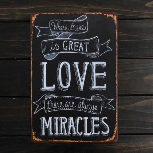Love Miracle Sheet Metal Plaque Drawing Home Wall Decor Poster Painting Tin Sign