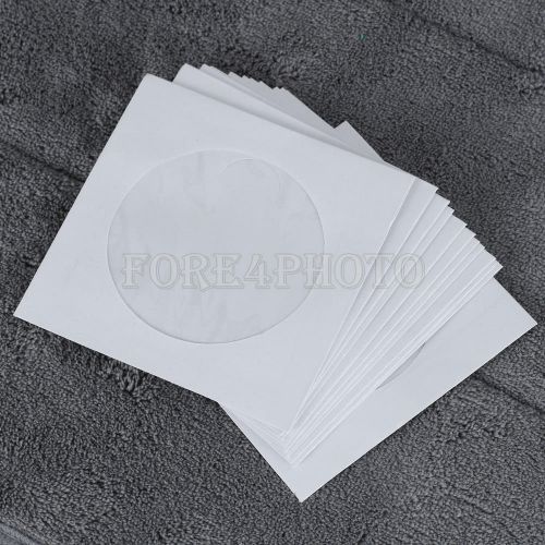100 Pcs White CD Optical Disc Protector Paper Bags Packaging Sleeves 85x84mm