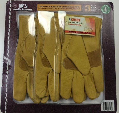 Wells Lamont Premium Leather Work Gloves L 3 Pk Pack Pair Large