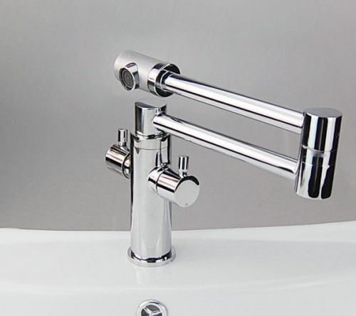 Folding Chrome Brass Kitchen Sink Taps Mixer Faucet--Dual Handles