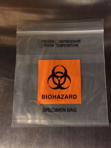 100 6&#034; x 6&#034; Biohazard Specimen Medical Lab Bags Tri-Wall Reclosbale Zip Lock Bag