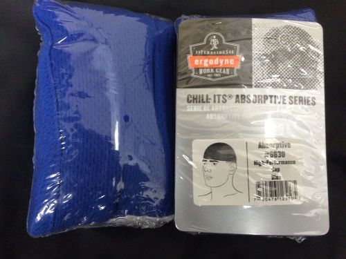 Ergodyne Chill-Its 6630 High-Performance Cap, Blue Cap Absorbent Terry Headband