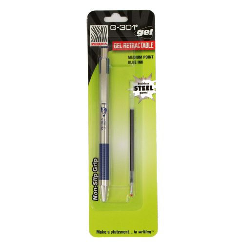 Zebra g-301 retractable gel pen, blue 0.7 mm medium for sale