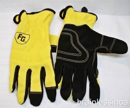 2 Pr~HighDex WORK GLOVES~&#034;Firm Grip&#034;~YELLOW~Large~Padded~Syn Leather~Spandex