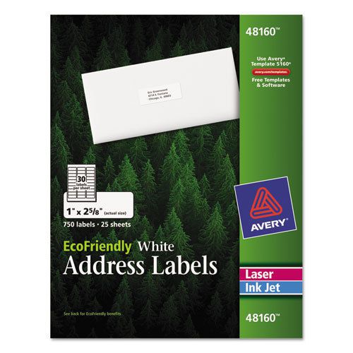EcoFriendly Labels, 1 x 2-5/8, White, 750/Pack