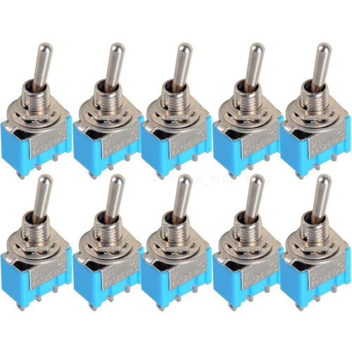 10pc blue mini mts-102 3-pin spdt on-on 6a 125vac miniature toggle switches fhcg for sale