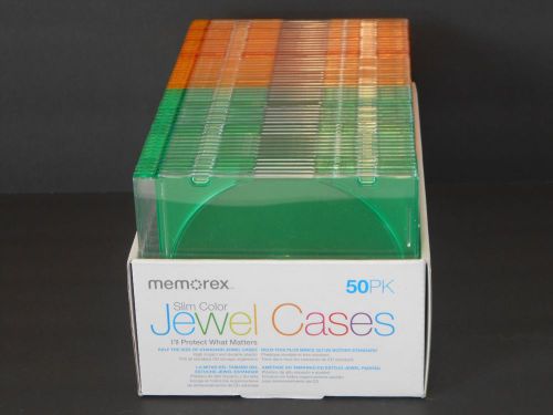 50 pack of Memorex Slim Color Jewel Cases Orange and green