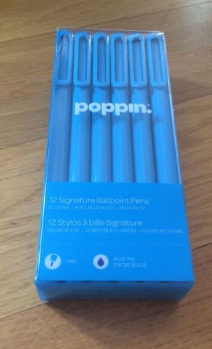 Poppin 12 Signature Ballpoint Pens Blue Ink Medium Tip