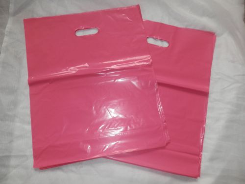 100 Hot Pink Glossy 15x18x4 Gusset, Low-Density Plastic Merchandise Bags, Party