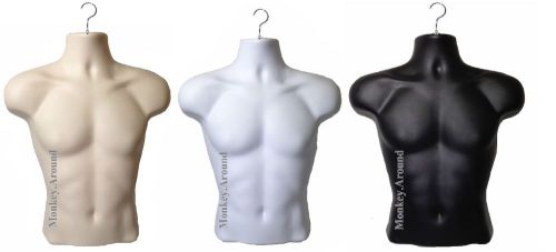 Lot 3 male mannequin man body display form torso white black nude halloween l@@k for sale