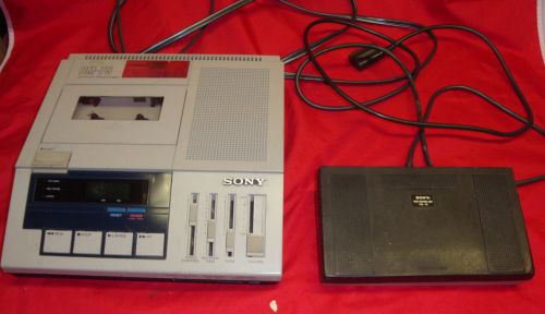 SONY BM-75 CASSETTE TRANSCRIBER COMPLETE WITH FS-75 FOOT CONTROL USED WORKING