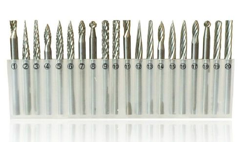 20pcs 3mm Shank Tungsten Steel Solid Carbide Rotary Files Diamond Burrs Set F...