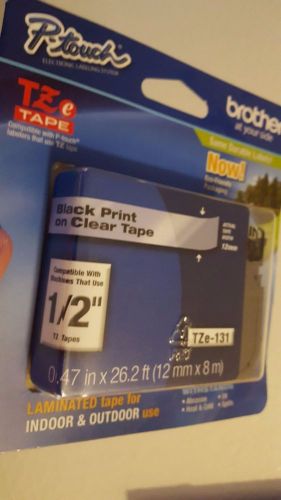 Black on Clear Label Tape 1/2&#034; PT Brother TZe-131